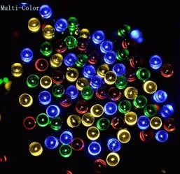 Solar LED string lights 12M 100 lights dark green PVC wire IP44 waterproof outdoor garden decoration
