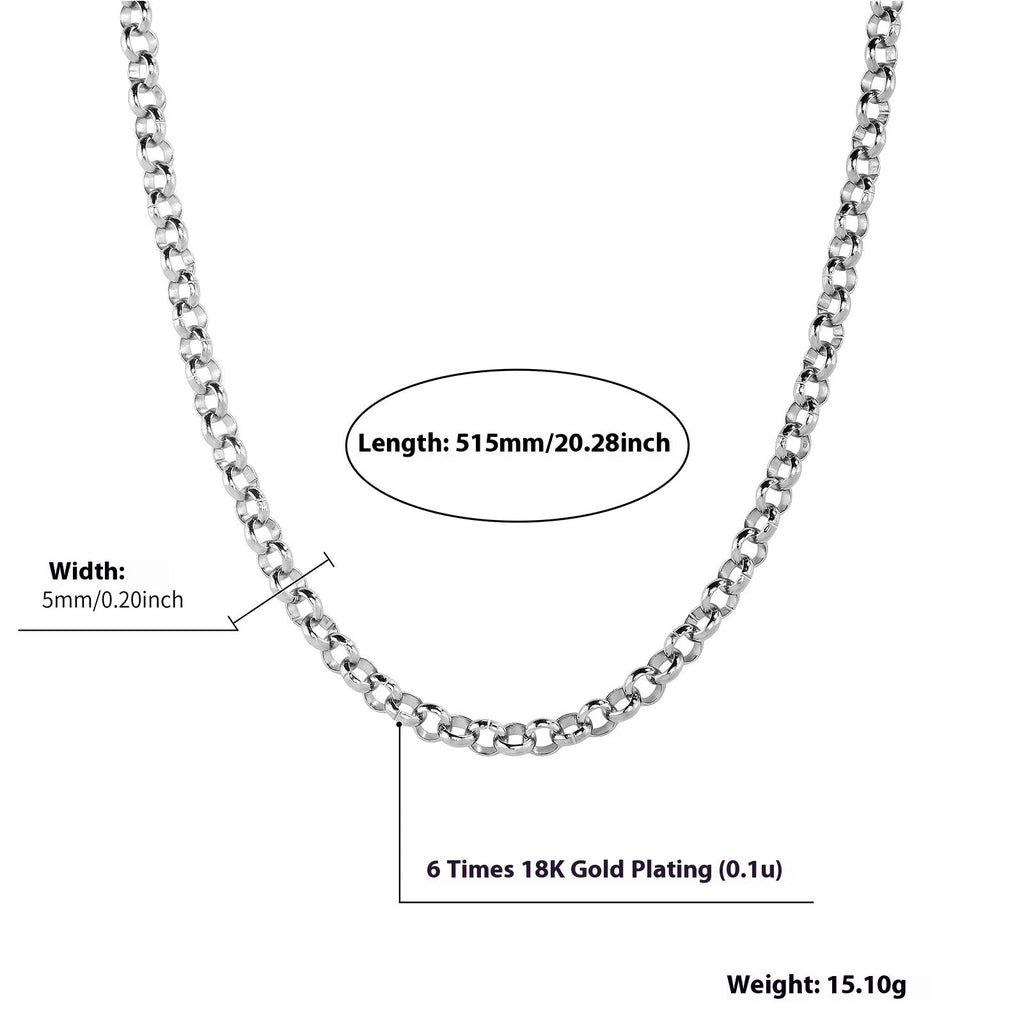 Silver stainless steel men's punk ring buckle necklace with O-ring chain and copper zircon pendant on display