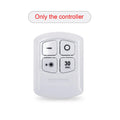 Dimmable LED light box with remote control and battery, shown in cold white or warm white options.