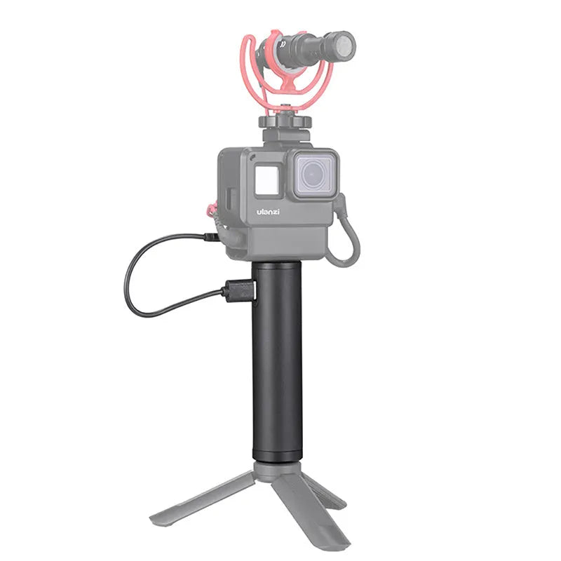 Black aluminium alloy power bank with a carry handle, showing its 12.5cm length.