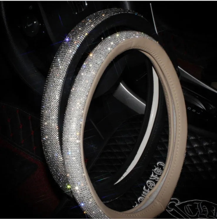 Car steering wheel handle set in PU leather with anti-slip design for 38cm steering wheels, multiple colours