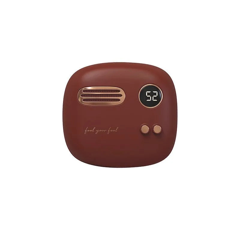 2-in-1 retro hand warmer and power bank with digital temperature display, 5000mAh, in purple