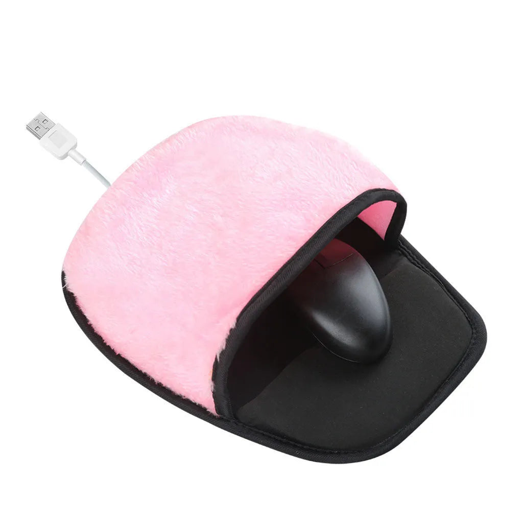 USB heated mouse pad 29x22cm with built-in warmer pad and separate heater in Black or Pink