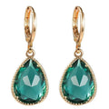 Copper-coloured rare earth metal and glass geometric saturn water drop earrings in multiple colours.