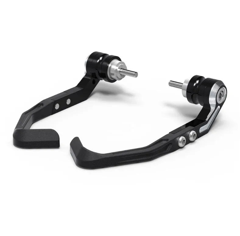 Pair of CNC aluminium bow guard protection pads for Honda CBR650 motorcycle in black or grey.