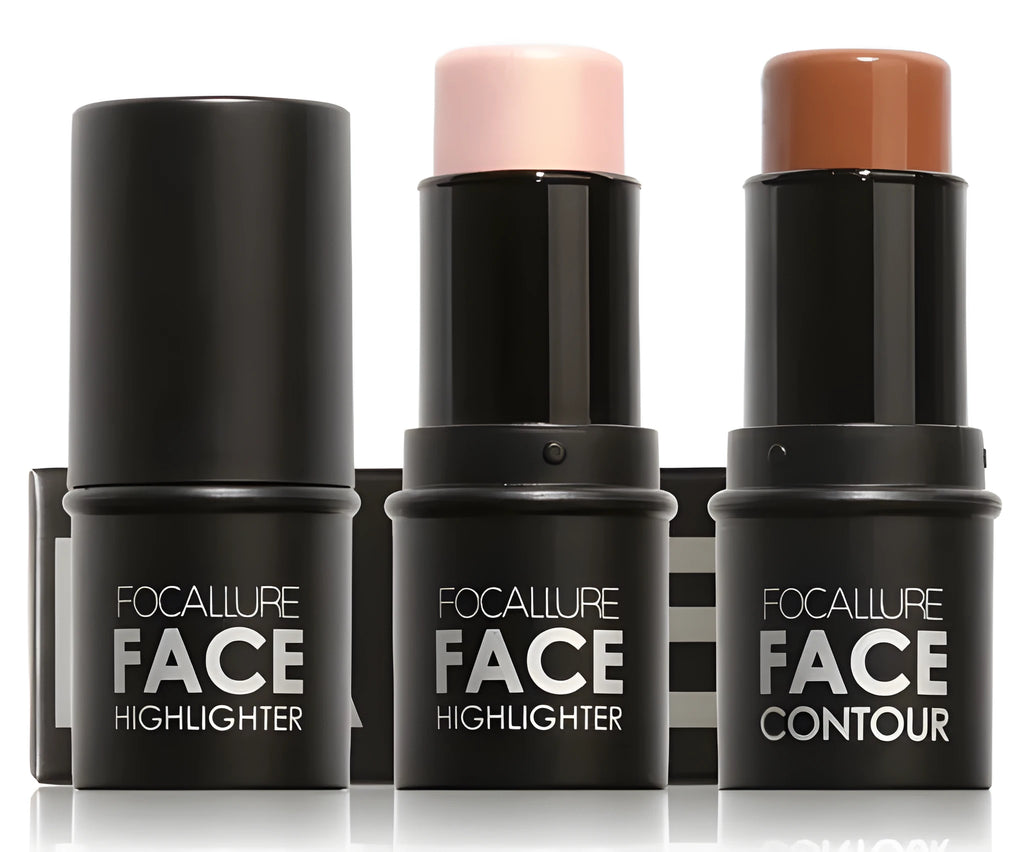 A compact face makeup palette open to show four pressed powder shades for contouring and highlighting.