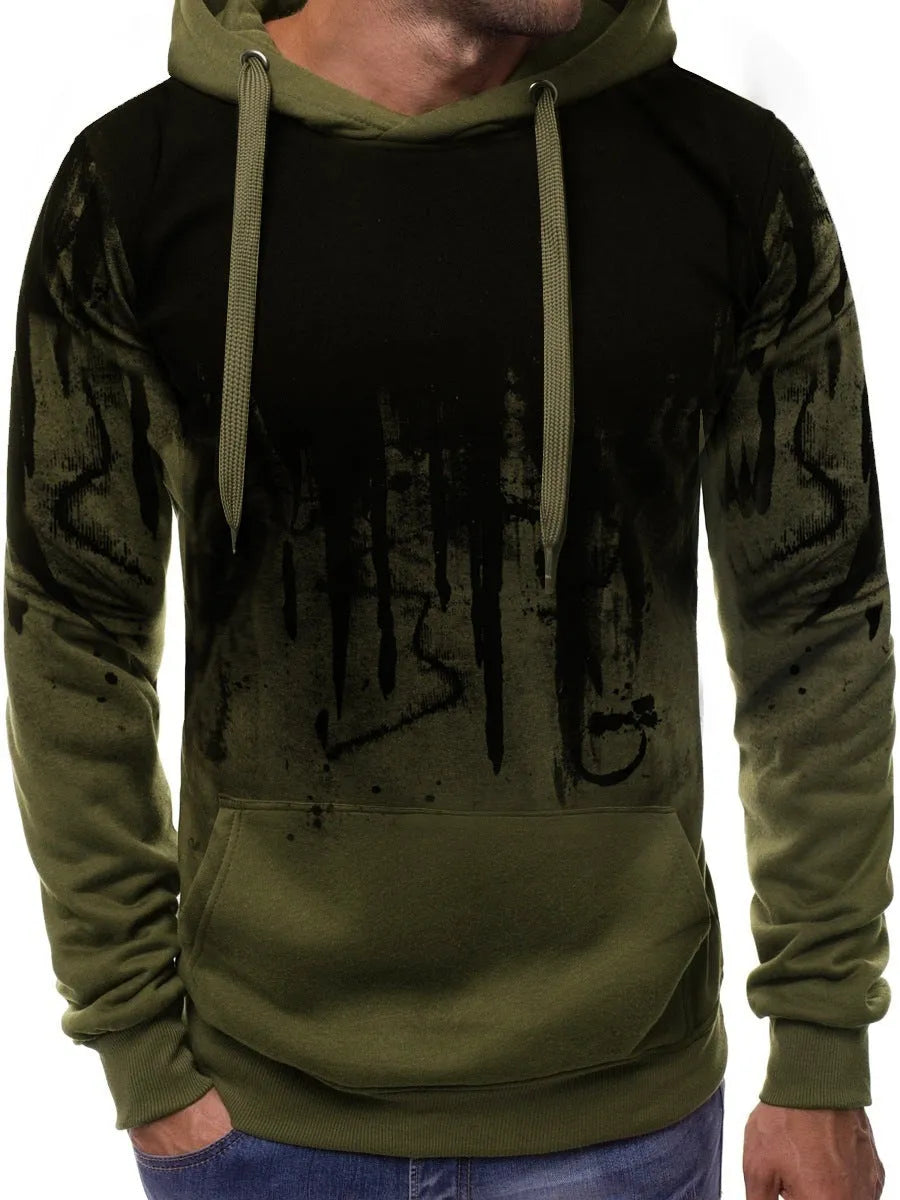 Men's hoodie sweater in grey, long sleeves, 90% polyester fibre, casual pullover style, sizes S to 3XL