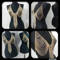 Gold alloy chest chain tassel body chain with electroplated geometric design for women