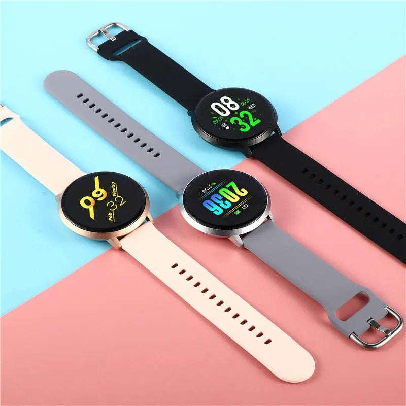 Ultra-thin black smart health bracelet with a 1.3-inch screen and silicone wristband on a wrist.