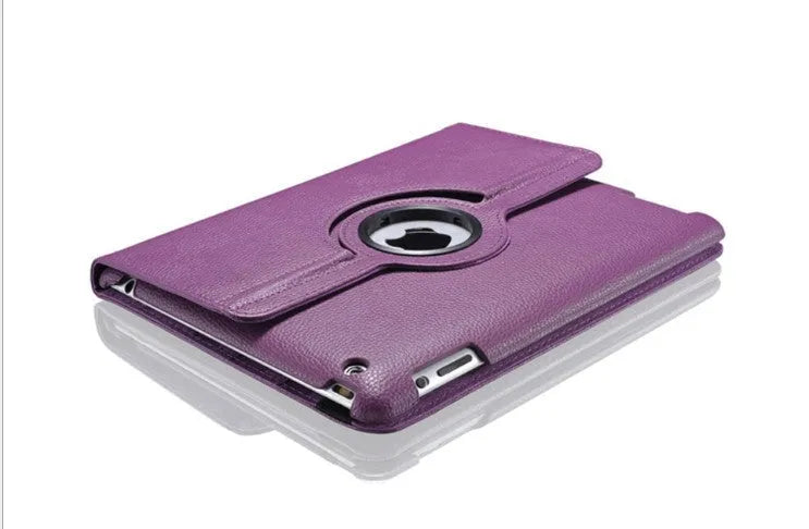 iPad PU leather rotary case in clam shell design with sleep function for multiple iPad models