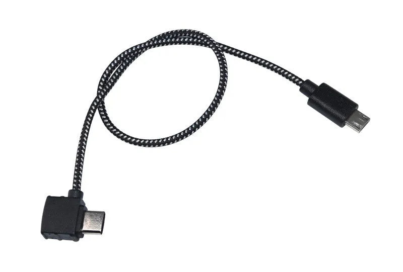 Short 15cm USB Type-C data cable with metal core nylon thread and PVC outer in silver grey