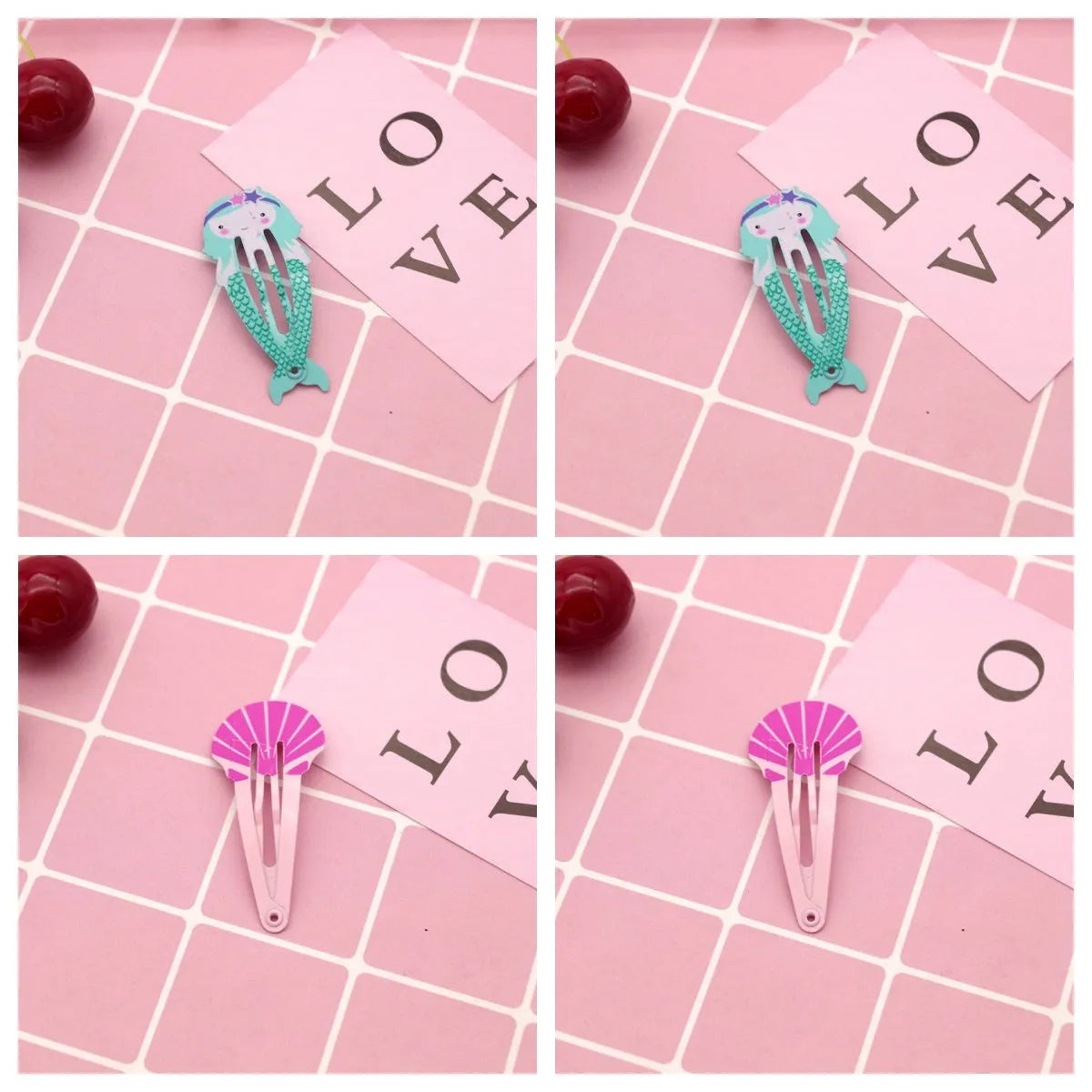 Children's metal hair barrette with colourful watermelon printed design and secure clasp