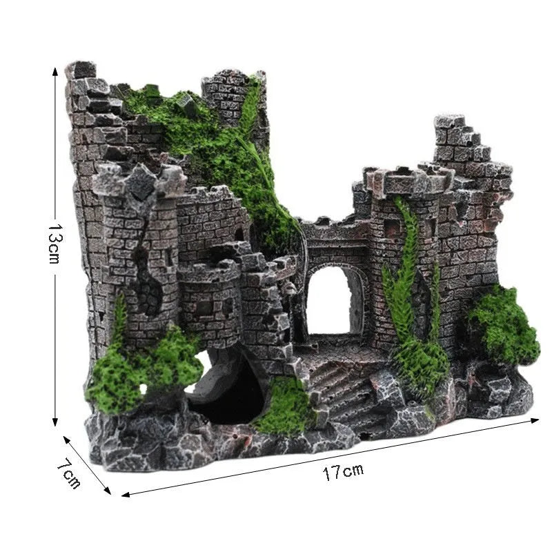 Fish tank resin castle decoration European style 17 x 6 x 13cm retro aquarium ornament