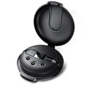 Black 3-in-1 magnetic retractable charger with car mount patch and 1-metre cable