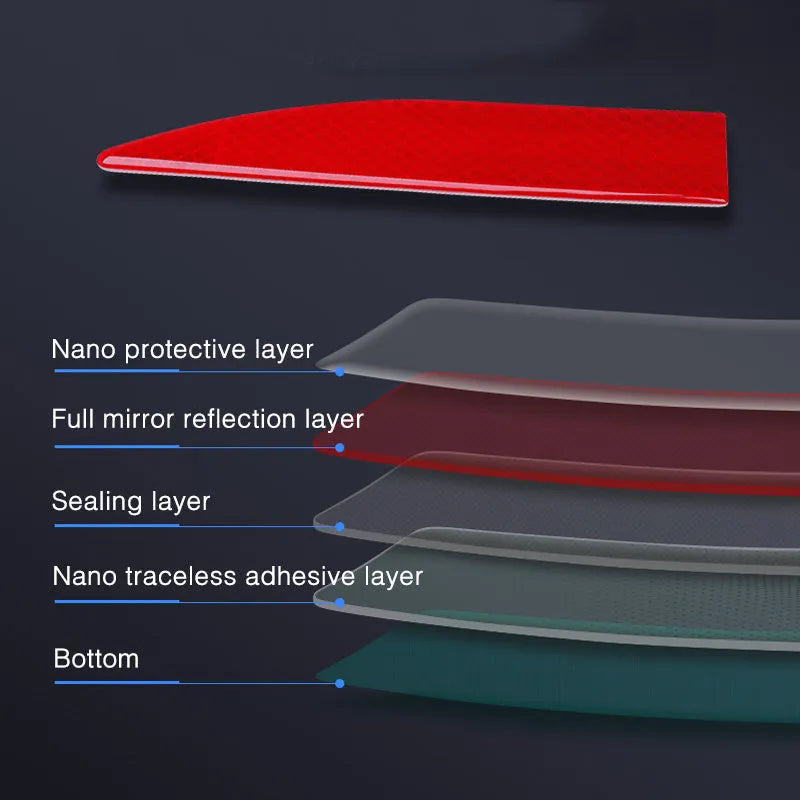 Rear trunk reflective sticker in blue colour with nano adhesive for night visibility
