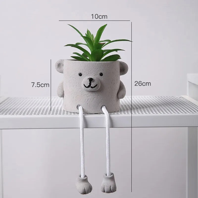 Cement potted plant with hanging feet creative pendant doll in two colour options