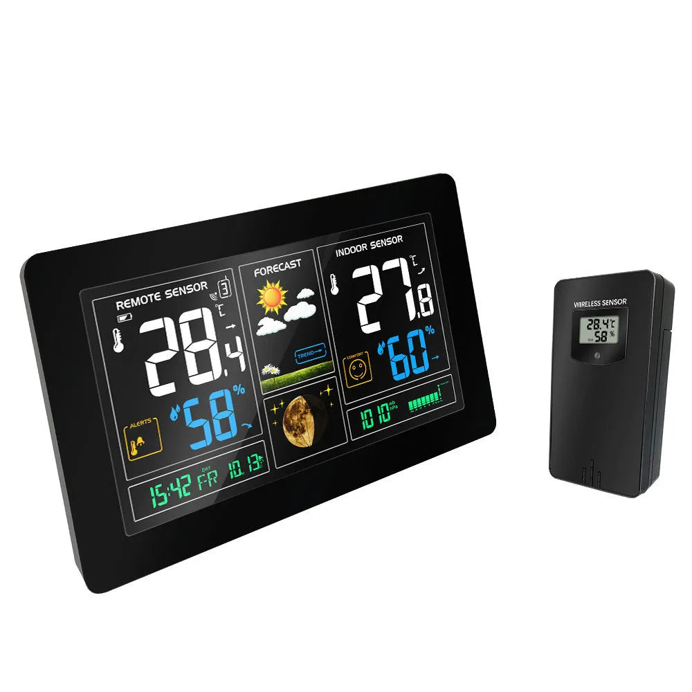 Radio controlled alarm clock with perpetual calendar black LCD display