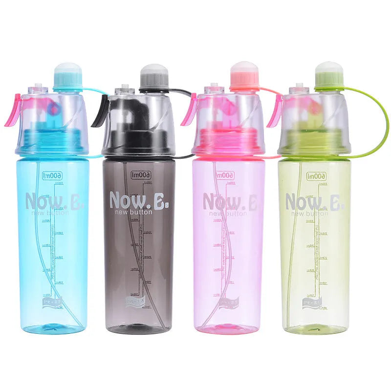Portable green outdoor mist spray cup with handle, scale, and leakproof pad.