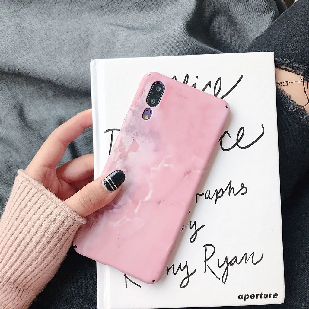 Black and pink painted polycarbonate back cover cases for Huawei P20 and Honor10 phones