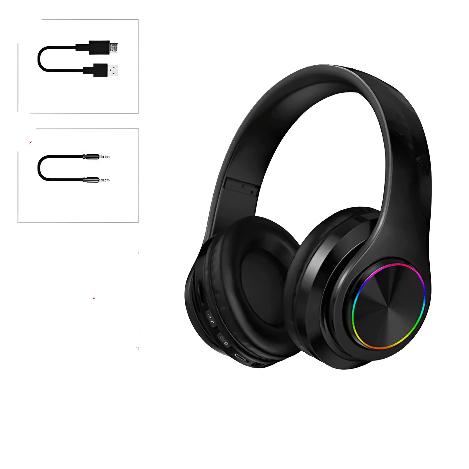 IP878 folding Bluetooth headset in black, blue, or white with 40mm drivers and 3.5mm jack