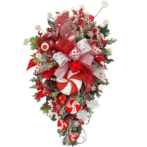 Christmas door hanging decoration in plastic, 50 x 30 x 6cm, with bell wreath or stair ornament style options.