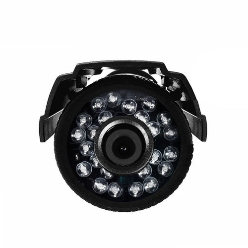 Black AHD HD waterproof security camera with fixed lens and infrared LEDs for night vision.