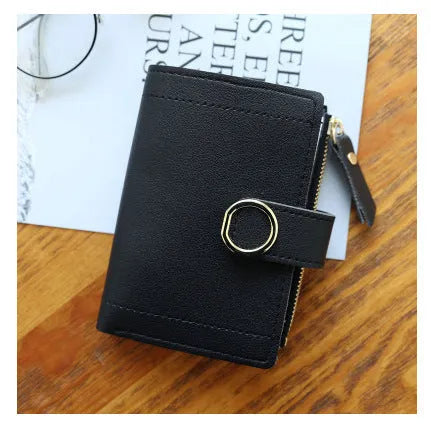 Buckle ring women's wallet in PU leather, 12 x 9cm, shown in a choice of seven colours