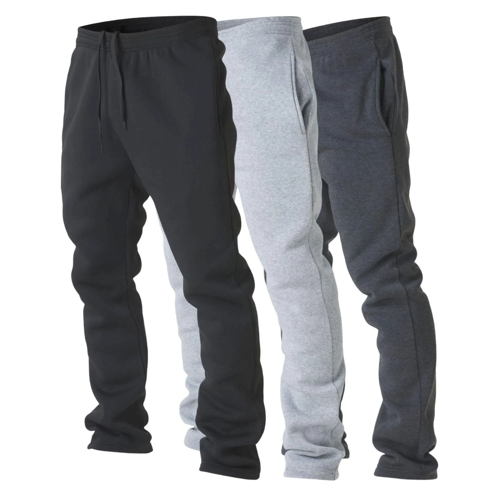 High-waist loose jogging sweatpants in polyester, multiple colours including black and gray