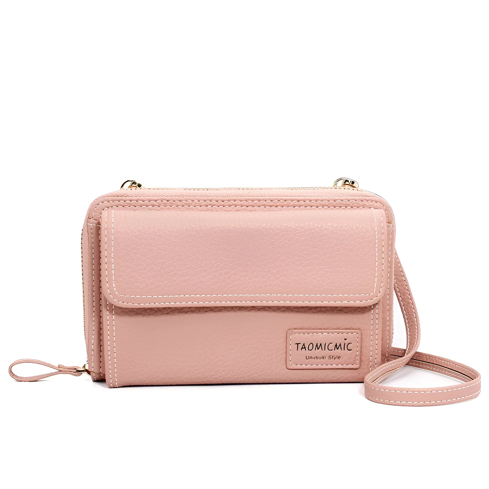 Women's shoulder bag in blackish green with adjustable strap and zipper closure, polyester material, on neutral background