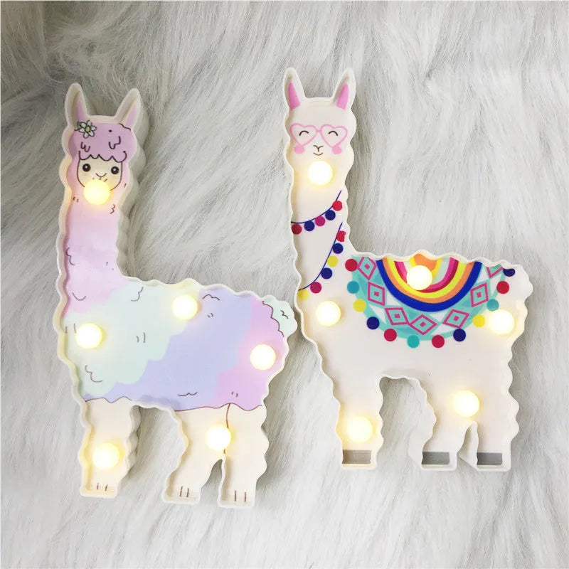 Alpaca night light 19cm x 12cm x 3cm, 83g, shown in white, white hair, or yellow