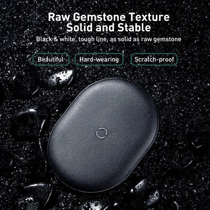 Baseus Rough 15W wireless charging pad for mobile phones in black or white with Type-C cable