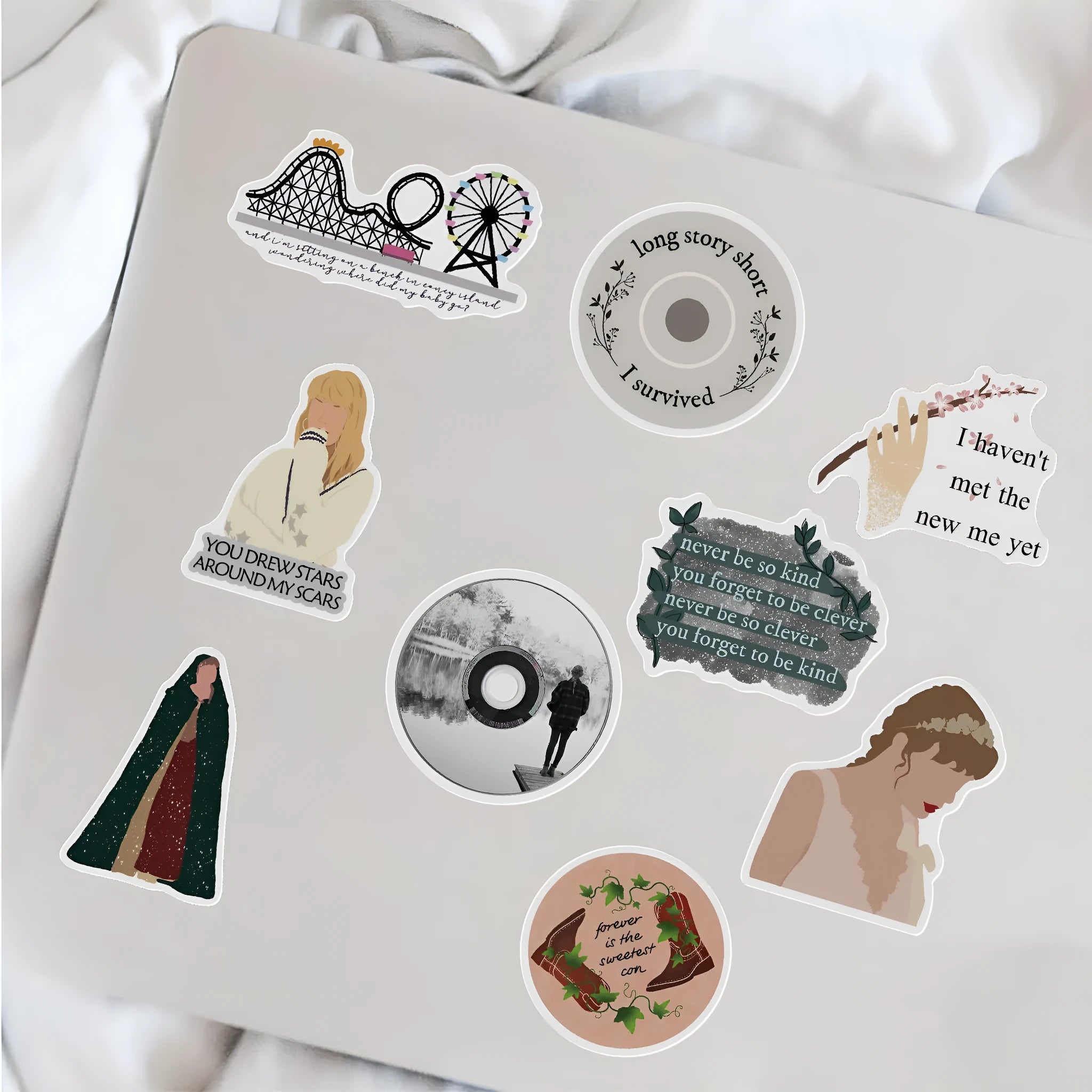 Pack of 50 graffiti colour cartoon waterproof stickers sized 4-6 cm for luggage and notebooks.