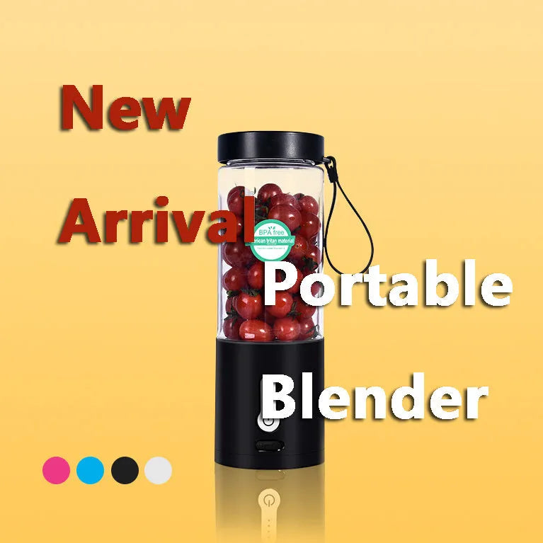 Portable rechargeable blender with 530ml cup in black, white, blue or rose red colour options