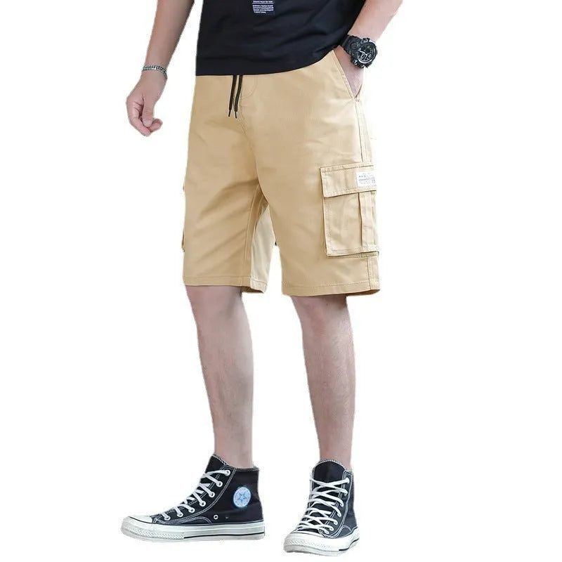 Men's loose-fit casual trousers in army green colour, showcasing Korean style and thin fabric.