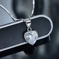 S925 silver heart-shaped zircon and diamond full diamond necklace with box chain for women