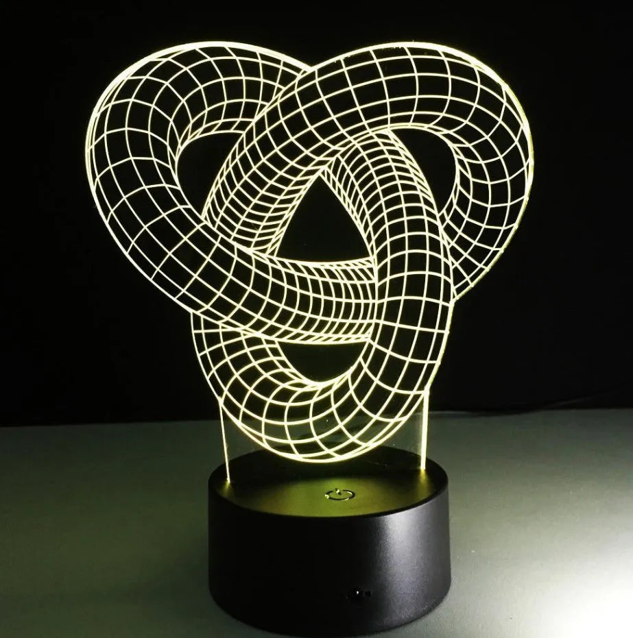 Knot 2 3D optical illusion LED lamp with hologram effect, USB powered, remote control or touch style