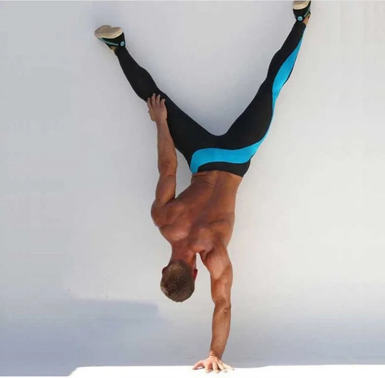 Men's skinny joggers in green or blue, 90% polyester 10% spandex, sport training pants with 28-34 inch waist.