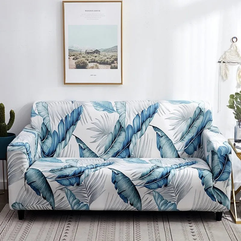 Elastic polyester sofa cover with striped pattern in modern simple style, available in multiple seat sizes.