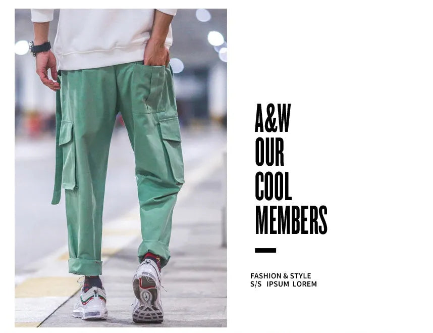 Influx men's Harajuku Hong Kong wind harem pants in black with loose straight-leg cut and waistband