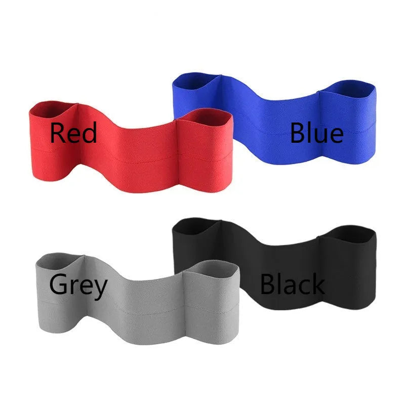 Elastic elbow support bandage for boxing in black, blue, grey, or red colour, shown in size S, M, or L.