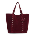 PU tote bag with double shoulder straps in black showing horizontal square shape and sandwich pocket exterior