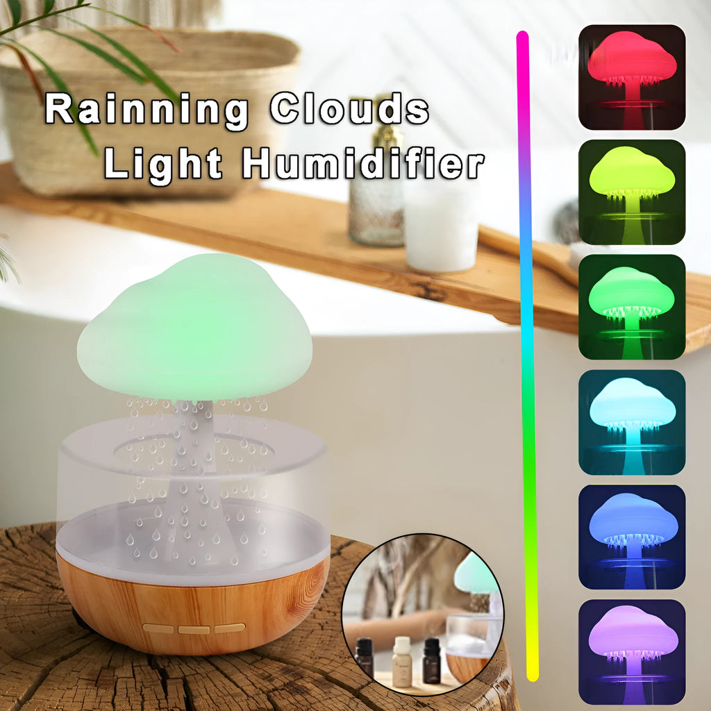 White cloud-shaped humidifier with essential oil diffuser and colour-changing night light.