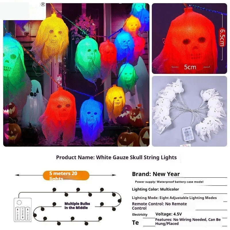 Halloween battery-powered coloured LED lights for indoor wall decoration in 1.5m or 2.5m lengths
