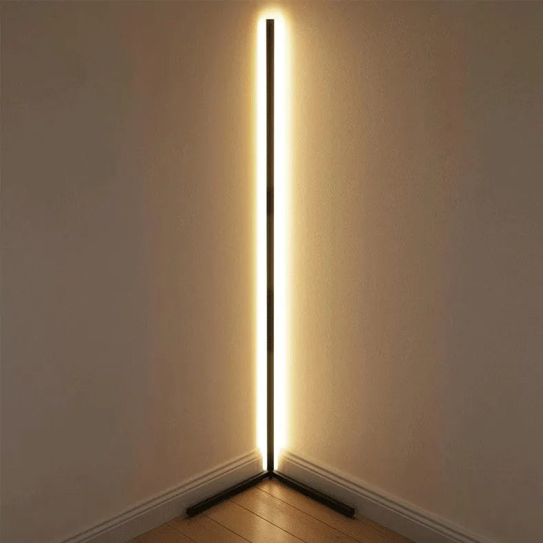 Nordic RGB corner floor lamp with aluminium shade, PVC body, black or white stand, 1.2m to 1.6m height