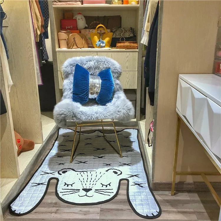 Cotton baby play mat in white tiger style, kids carpet available in 130x190cm or 100x140cm