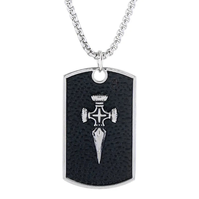 Korean style men's pendant necklace alloy pendant stainless steel chain 70 cm Cross Skull Wing