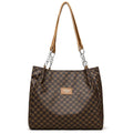 Women's brown PU leather retro fashion handbag with polyester lining