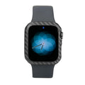 Apple Watch 4 half wrap leather case with carbon fibre accessories in bright black
