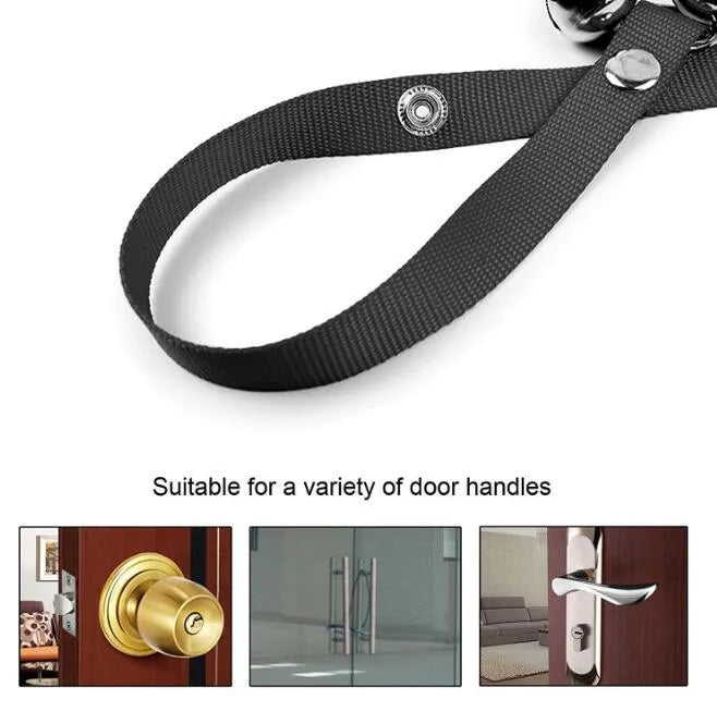 Dog doorbell with adjustable rope in black, red and blue colours for training and housebreaking