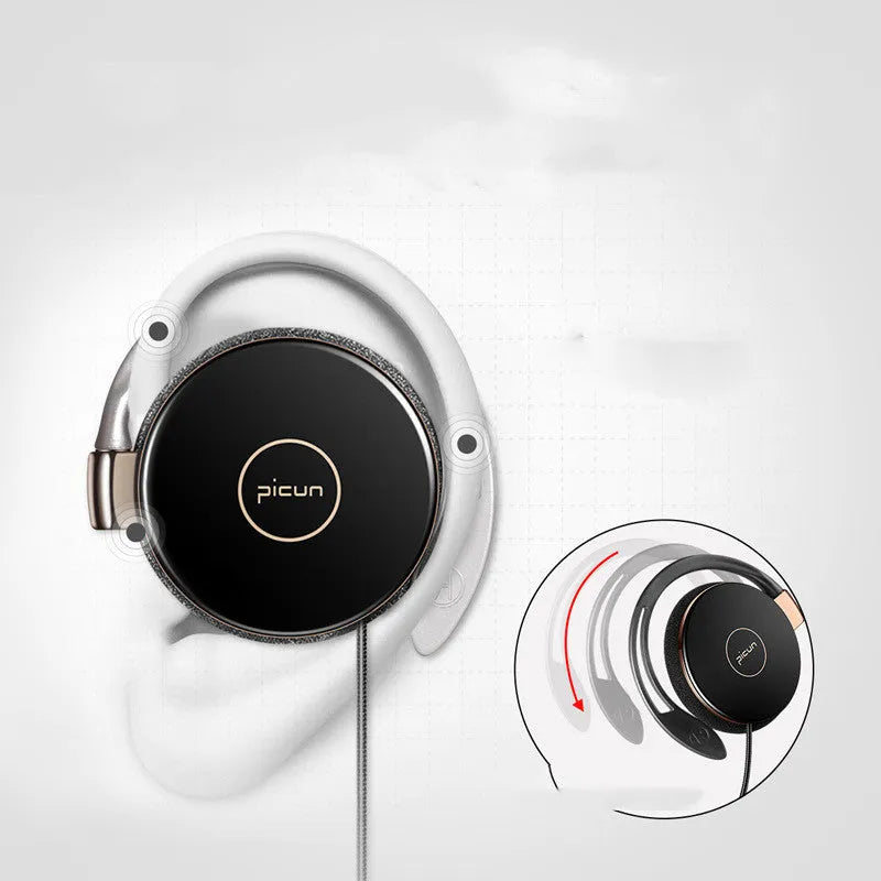 L1 sports earphone with ear hook design wired headset black colour
